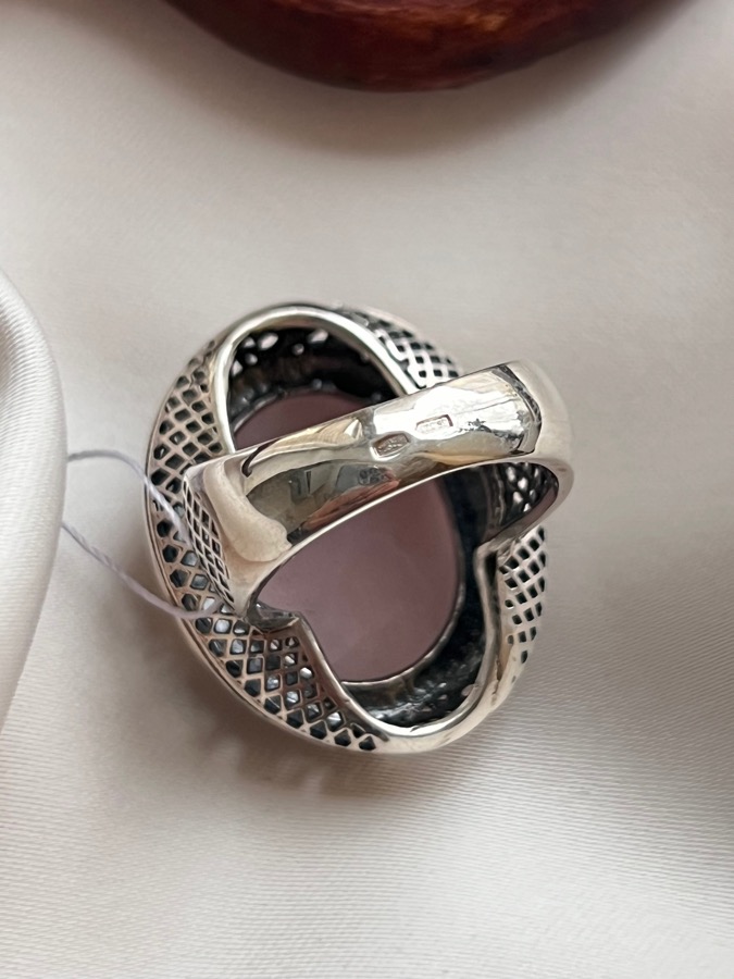 Кольцо из серебра с розовым кварцем, 17,75 размер U-562, фото 4