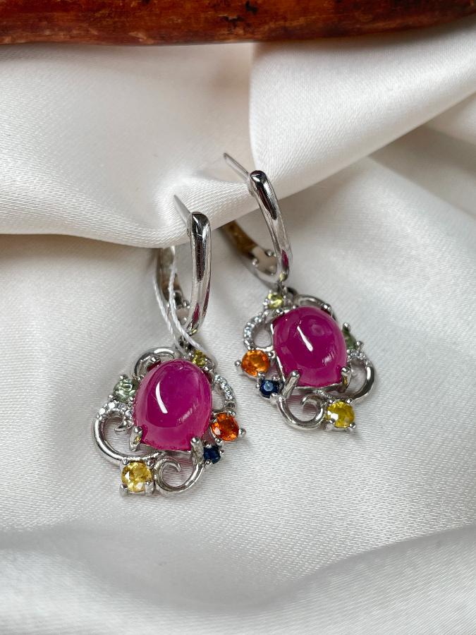 купить Серьги из серебра с рубином (красный корунд)  , фото 4