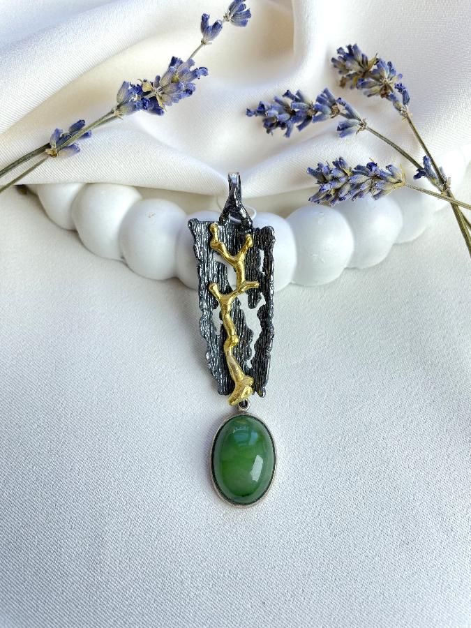 купить Кулон из серебра с нефритом  , фото 2