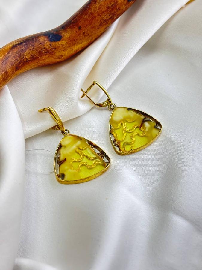 купить Серьги из серебра с янтарем , фото 1