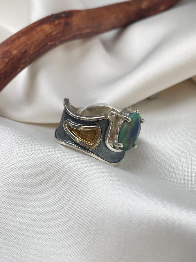 купить Кольцо из серебра с опалом,17 размер  , фото 4