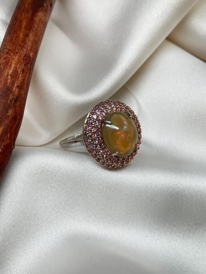 купить Кольцо из серебра с опалом, 18 размер , фото 3