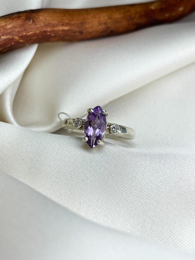 Кольцо из серебра с аметистом,16 размер U-2732, фото 4