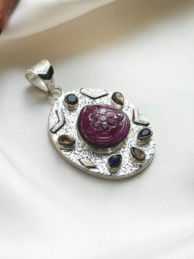 купить Кулон из серебра с самоцветами , фото 2