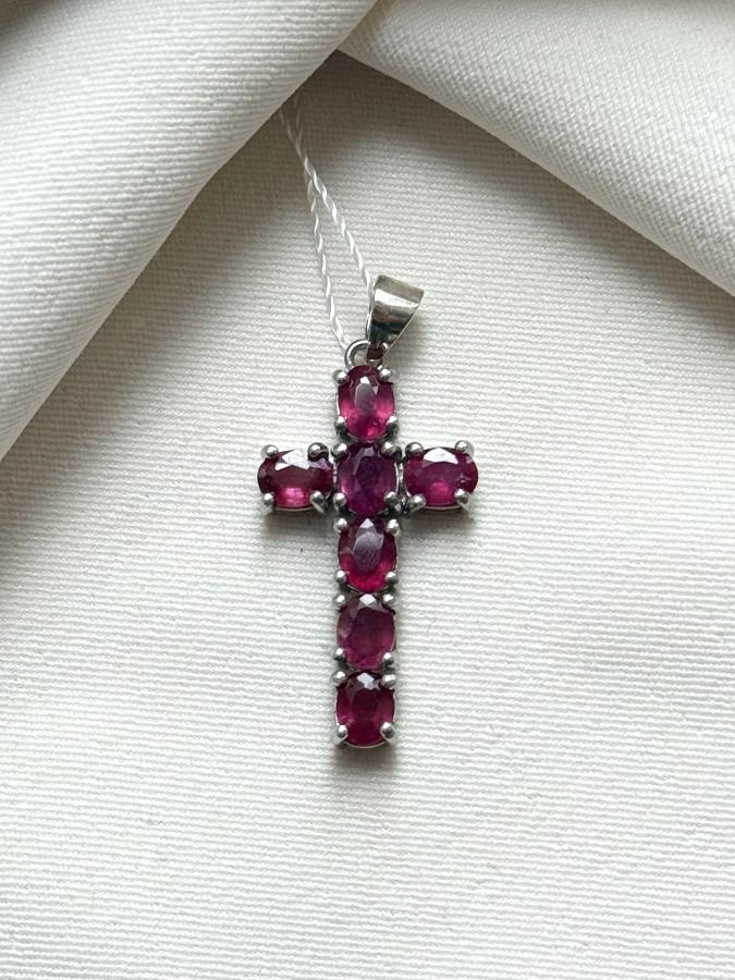 купить Кулон из серебра с рубином (красный корунд) , фото 1