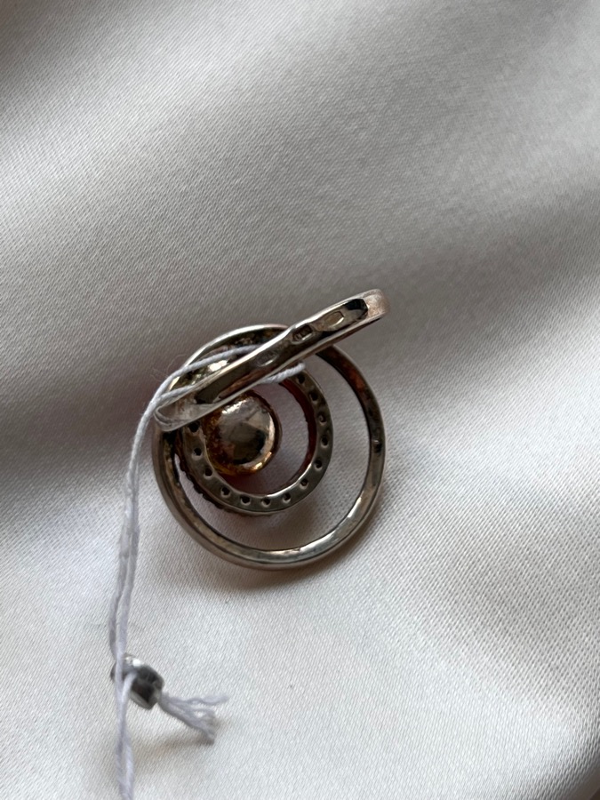 Кольцо из серебра с кораллом и фианитами, 19 размер 557150, фото 4