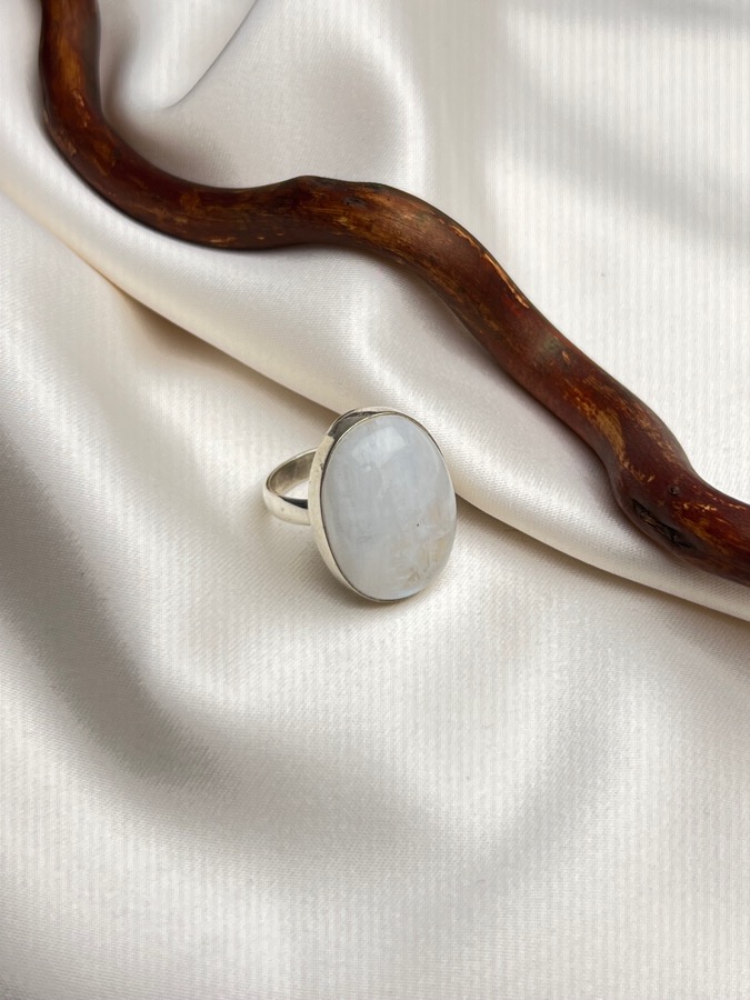 Кольцо из серебра с лунным камнем, 16,5 размер U-311, фото 2