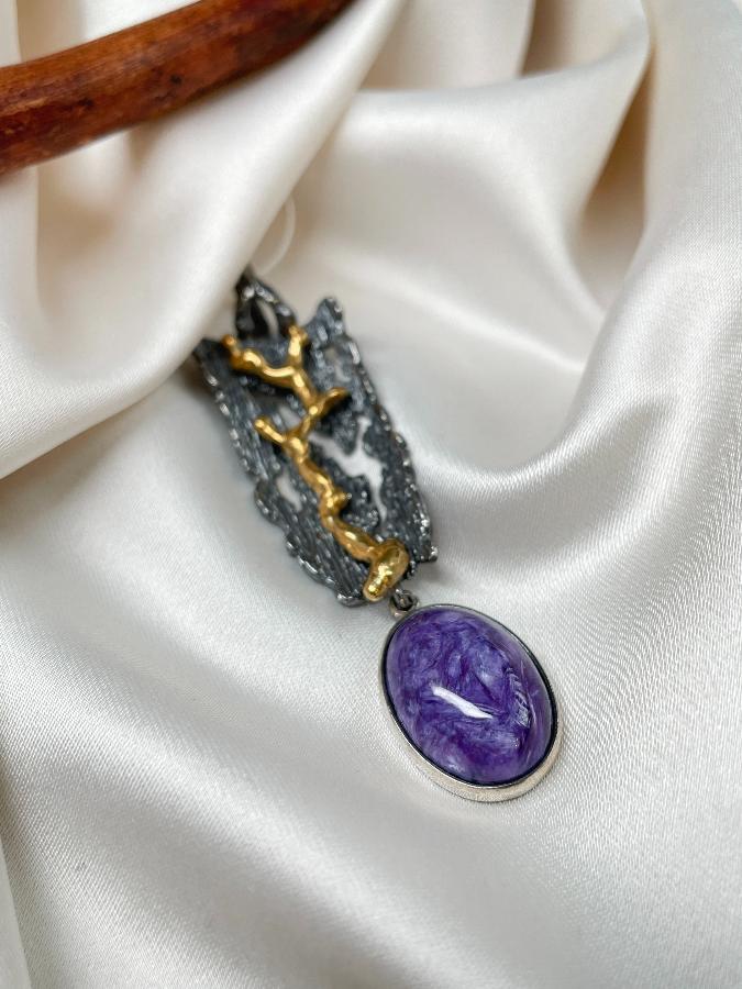 Кулон из серебра с чароитом б1949, фото 4