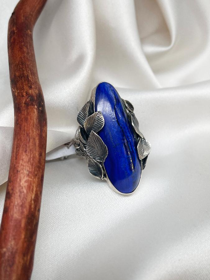 купить Кольцо из серебра с азуритом,18,5 размер  , фото 3