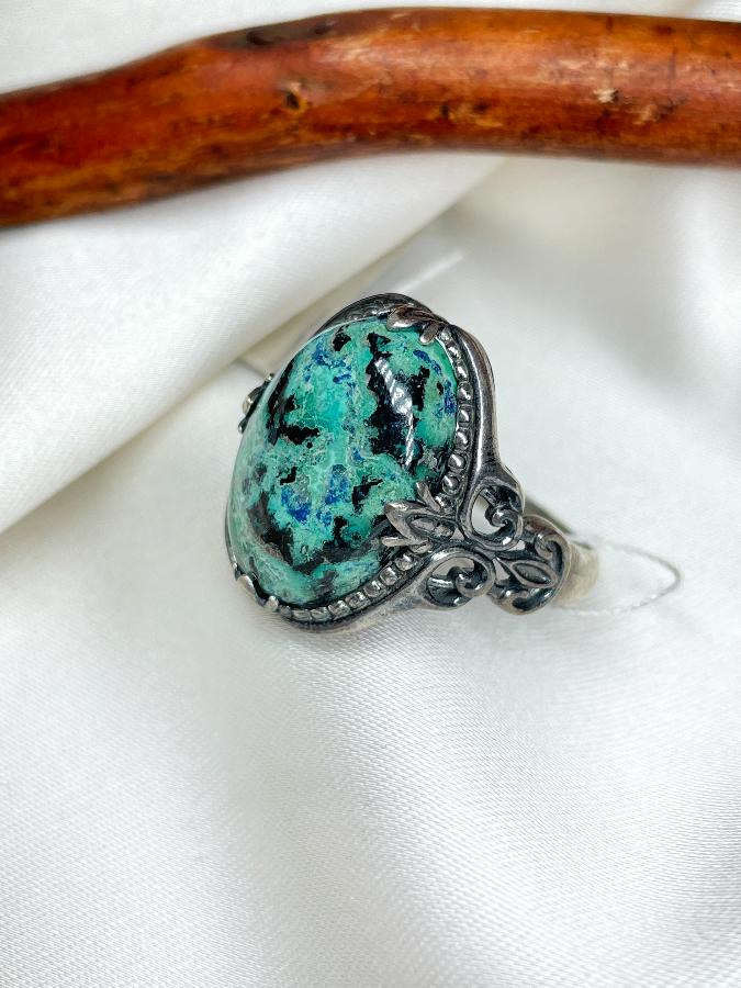 купить Кольцо из серебра с хризоколлой,19,5 размер , фото 2