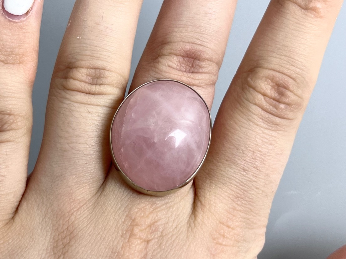 Кольцо с розовым кварцем, 18 размер KL-0777, фото 4