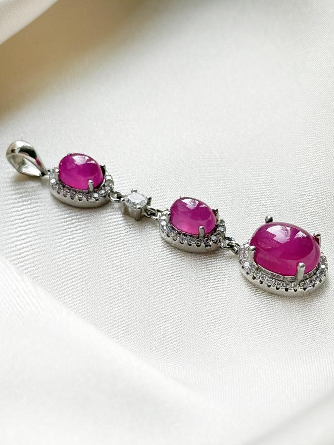 Кулон из серебра с рубином (красный корунд)  U-2343, фото 1