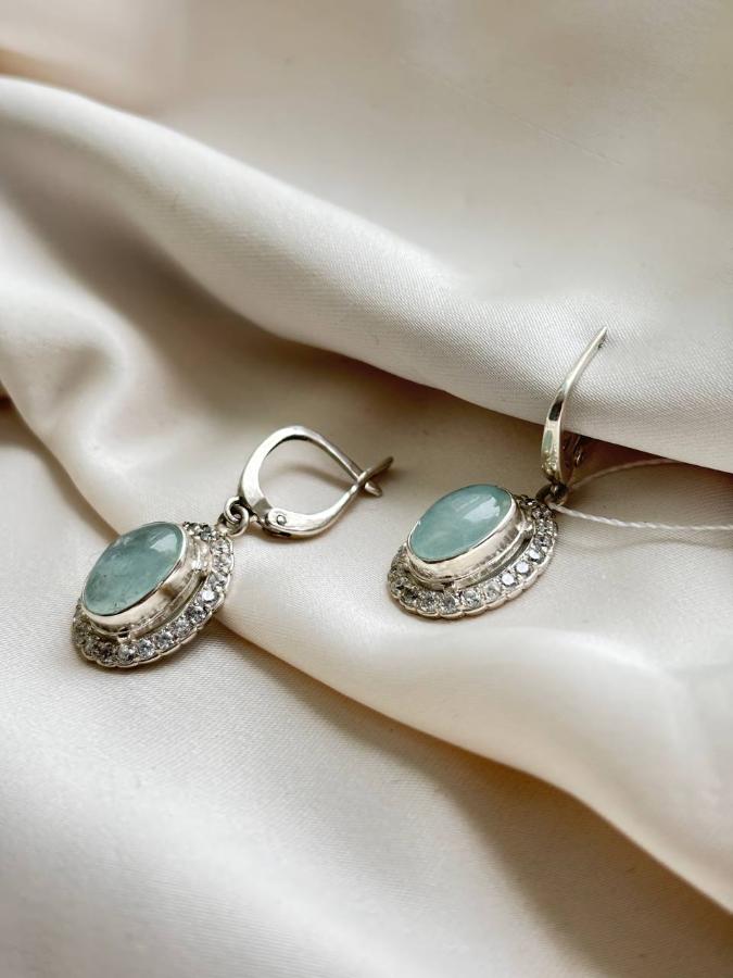 купить Серьги из серебра с аквамарином  , фото 1