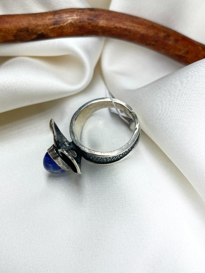 Кольцо из серебра с лазуритом,16 размер U-965, фото 4