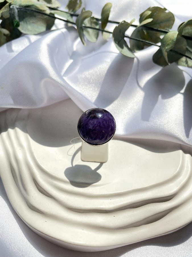 купить Кольцо из серебра с чароитом, 18,0 размер  , фото 2