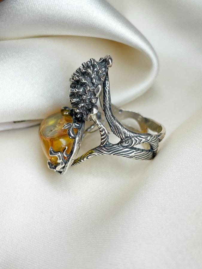 купить Кольцо из серебра с янтарем,18,5 размер  , фото 3