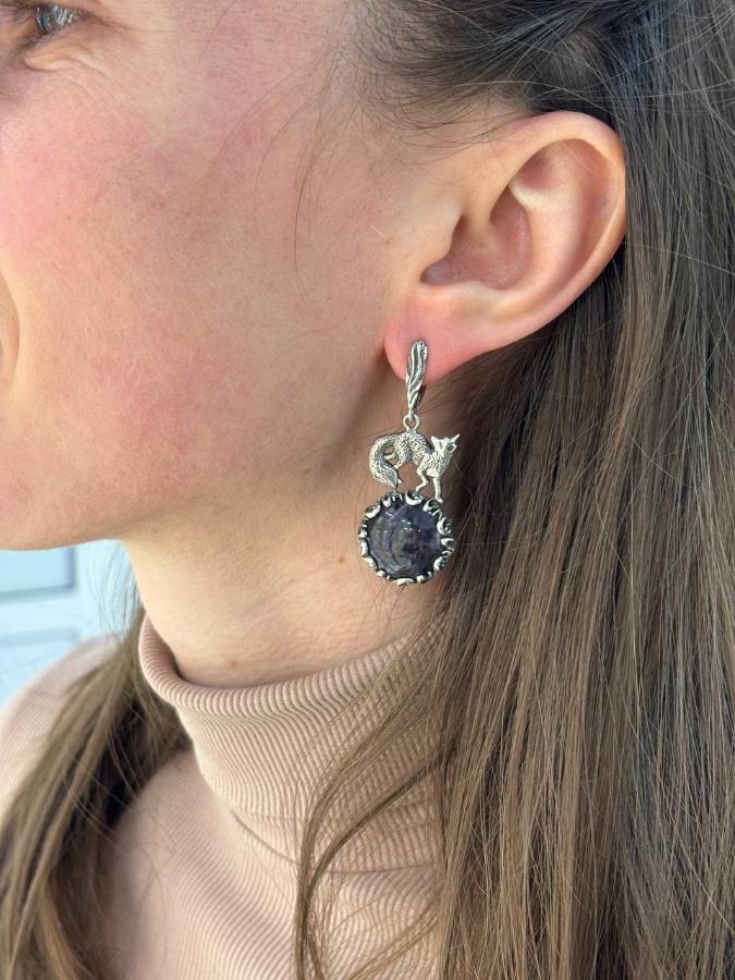 купить Серьги из серебра с чароитом  , фото 5