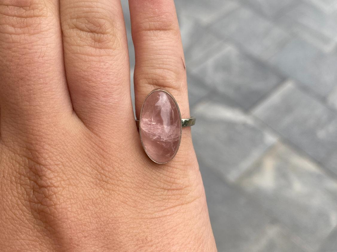 Кольцо с розовым кварцем, 15,5 размер KL-0425, фото 1