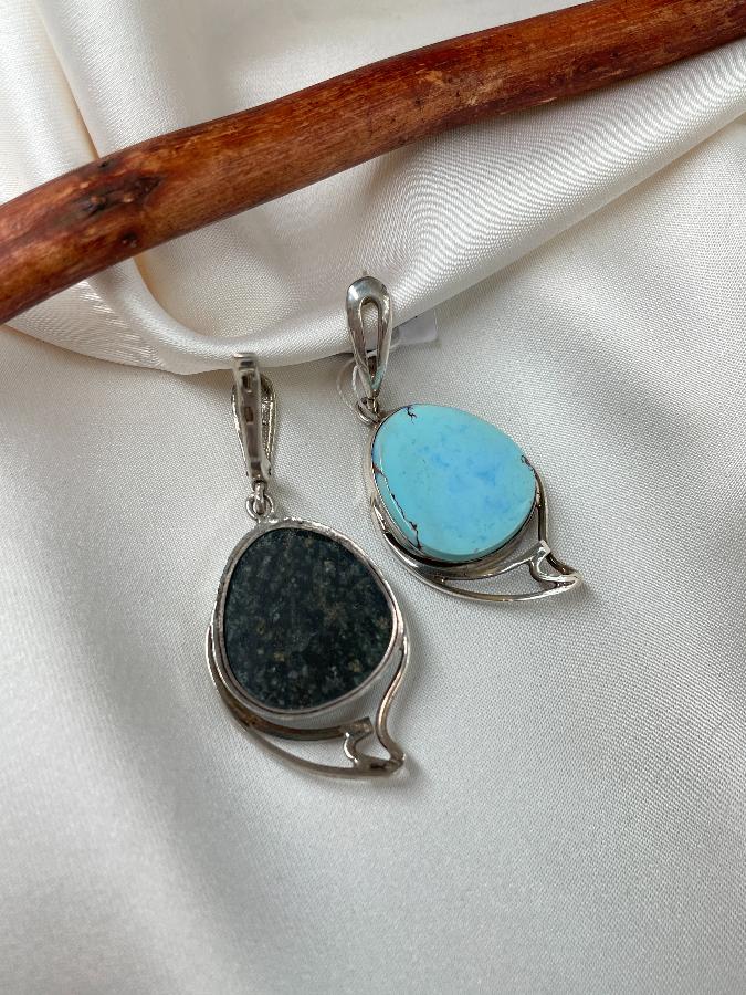 Серьги из серебра с бирюзой   U-264, фото 5