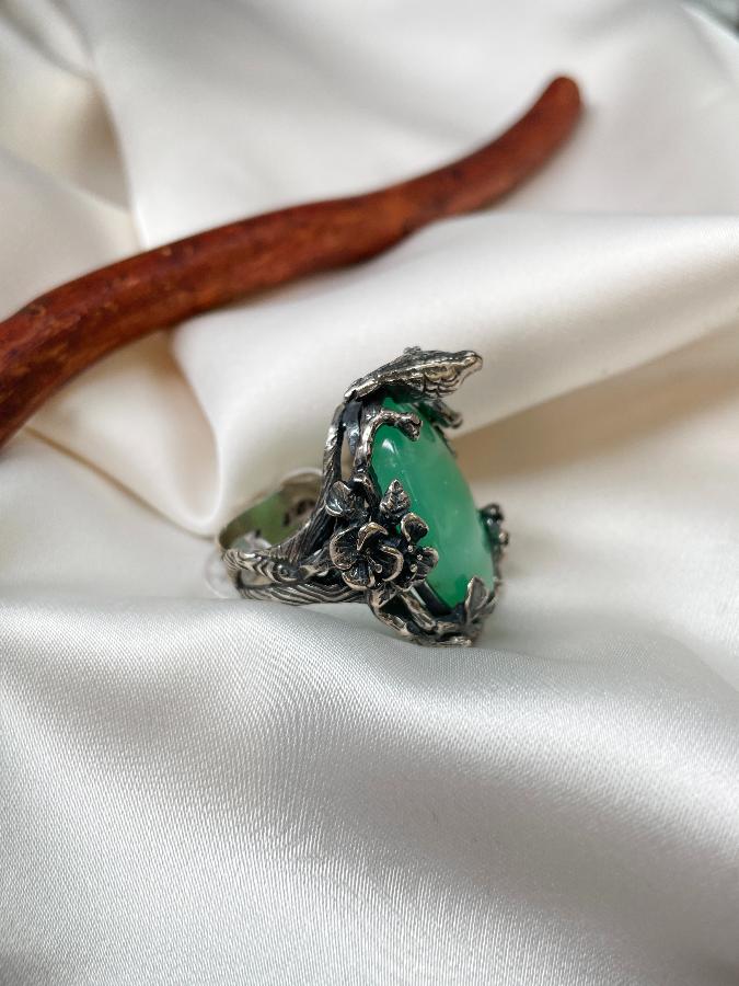 Кольцо из серебра с хризопразом, 18 размер U-1633, фото 5