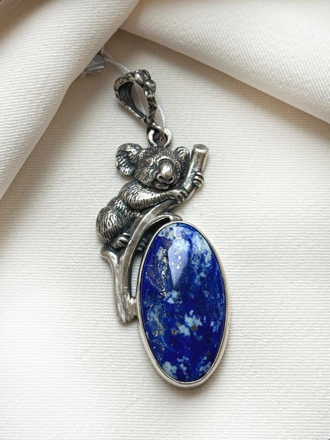 купить Кулон из серебра с лазуритом в форме коалы , фото 1