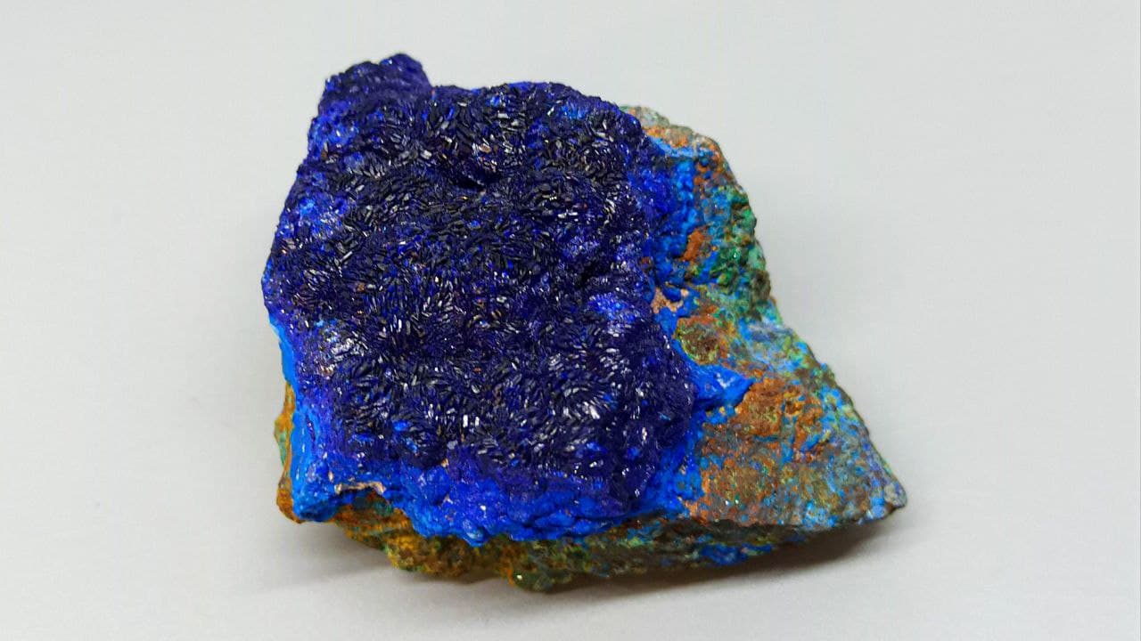 Азурит, малахит 3,4х6,2х4,7см OBM-0089, фото 4