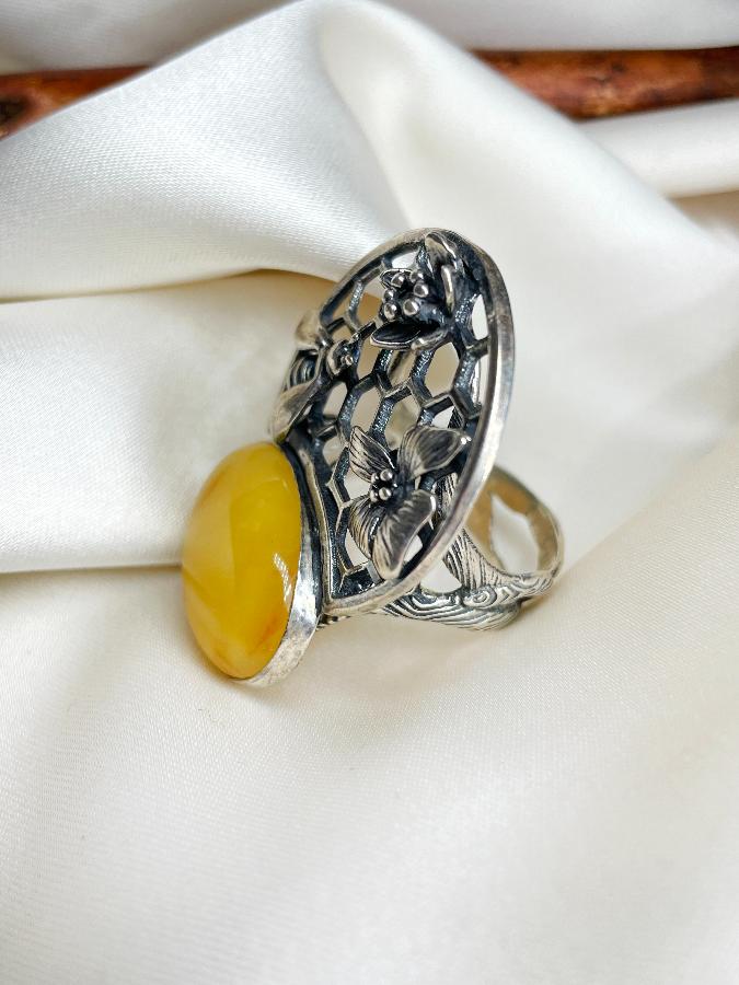 купить Кольцо из серебра с королевским янтарем,19,5 размер , фото 3