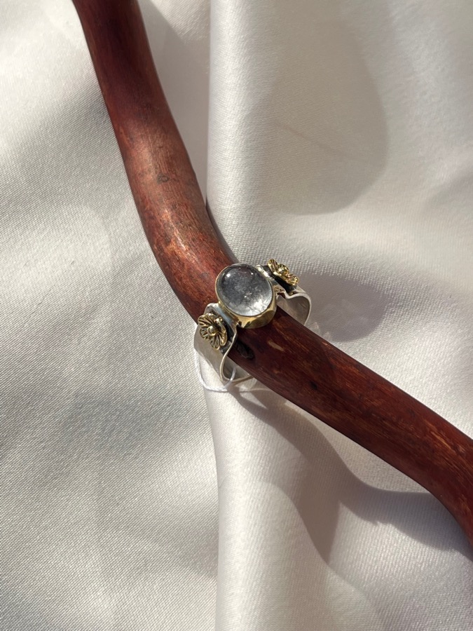 Кольцо из серебра с волосатиком (рутиловый кварц) в огранке, 19,25 размер U-1426, фото 2