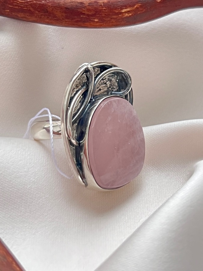 Кольцо из серебра с розовым кварцем, 16,25 размер U-1370, фото 3