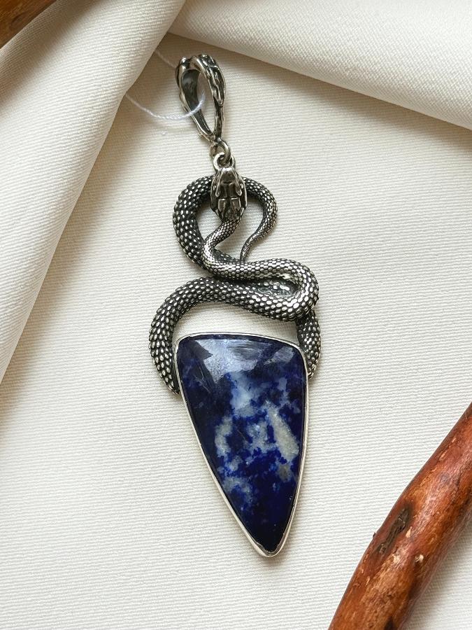 купить Кулон из серебра с лазуритом в форме змеи , фото 1
