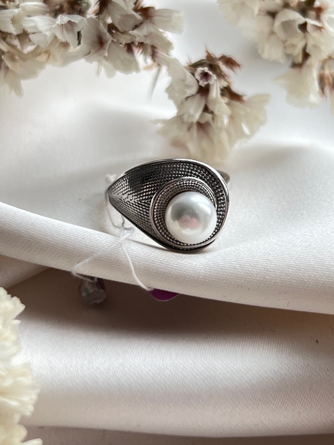 Кольцо из серебра с жемчугом, 17,5 размер 51827S1, фото 3