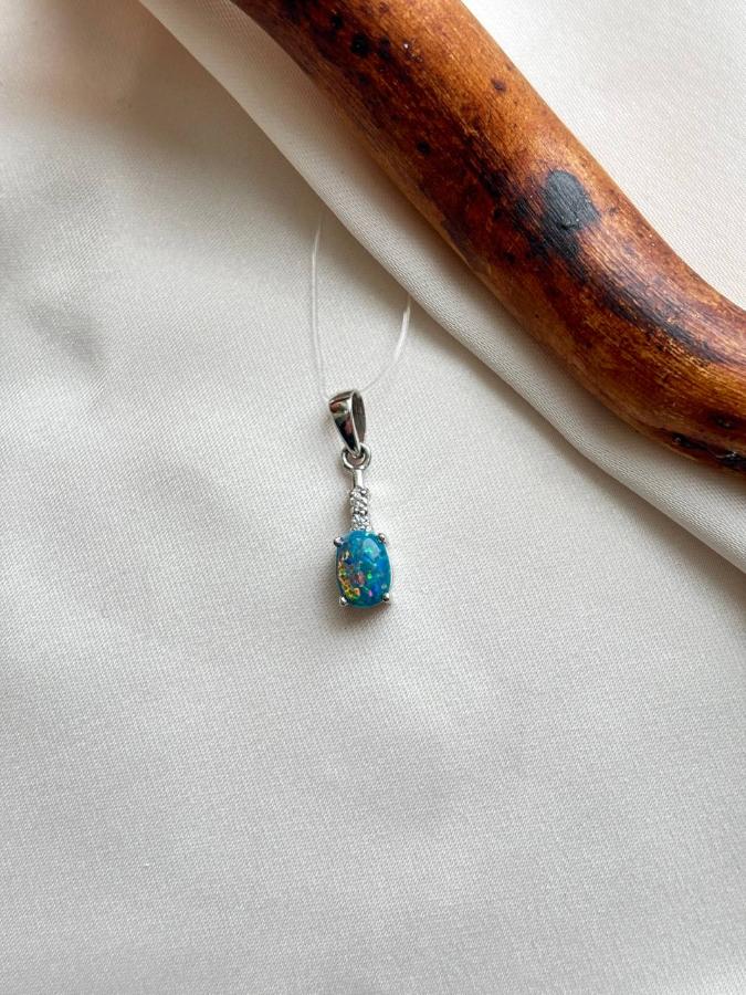 купить Кулон из серебра с опалом (синтетический)  , фото 3