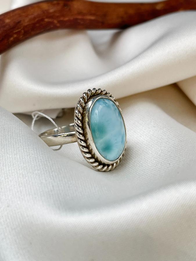 купить Кольцо из серебра с ларимаром,15,5 размер , фото 1
