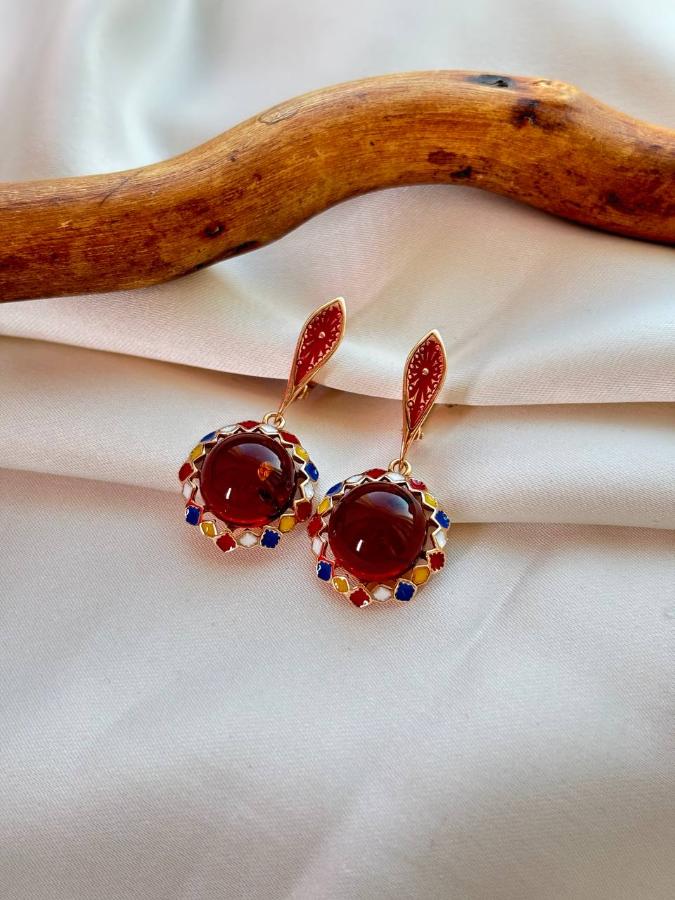 купить Серьги из серебра с красным янтарем , фото 3