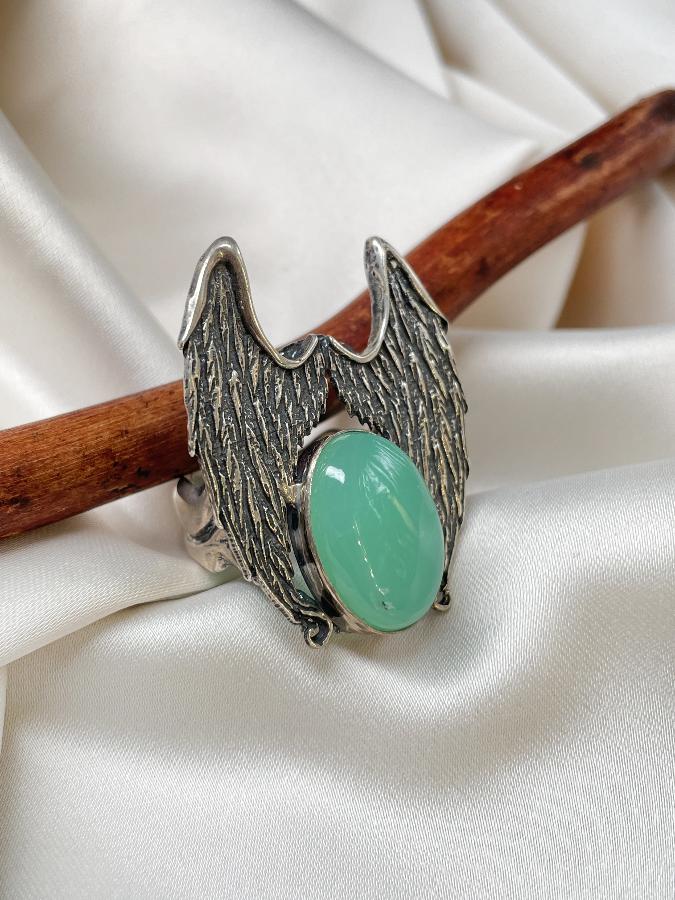 купить Кольцо из серебра с хризопразом,18,5 размер  , фото 2
