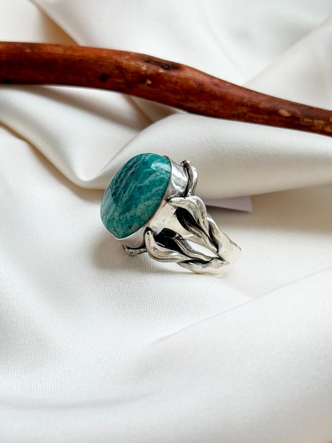 Кольцо из серебра с амазонитом,19 размер  U-4051, фото 2