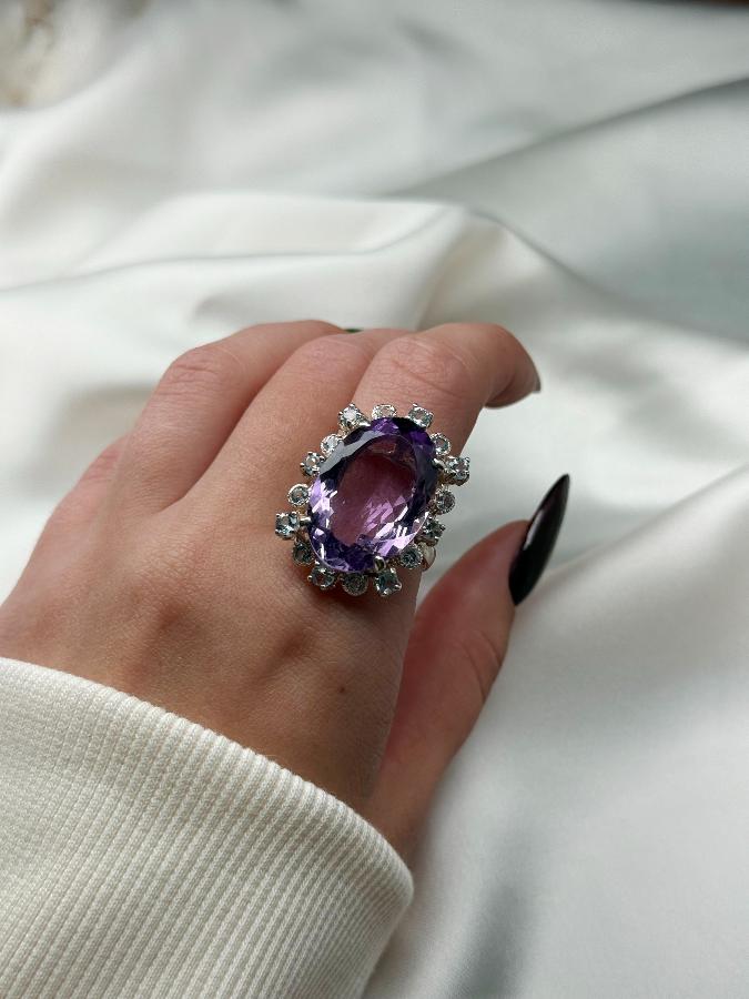 купить Кольцо из серебра с аметистом и топазом,19 размер  , фото 5