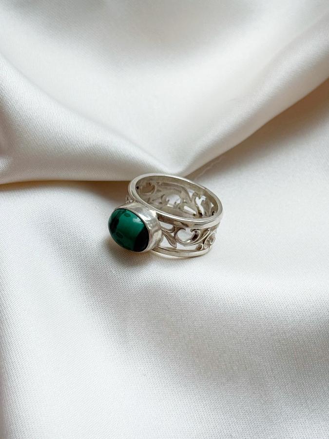купить Кольцо из серебра с малахитом,17 размер , фото 3