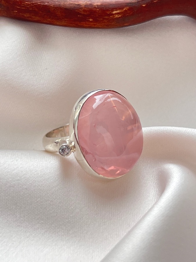 Кольцо из серебра с розовым кварцем, 17,5 размер U-1356, фото 3