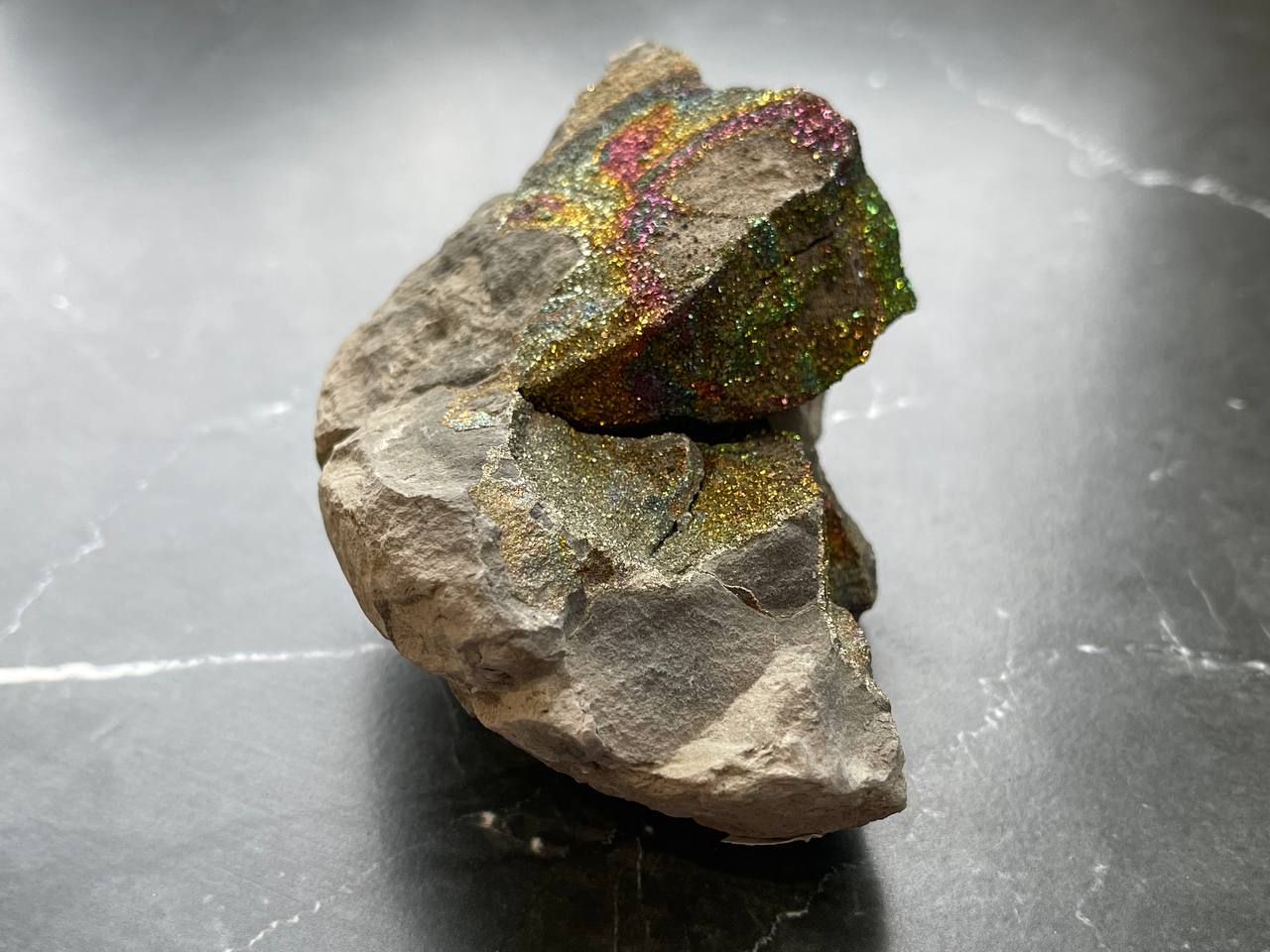 Спектропирит (пирит, марказит), 9,2х6,9х5,0 см OBM-0186, фото 3