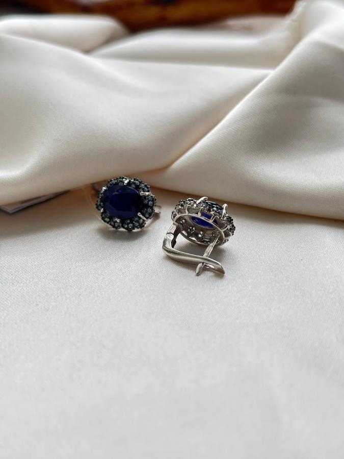 купить Серьги из серебра с сапфиром и танзанитом  , фото 1