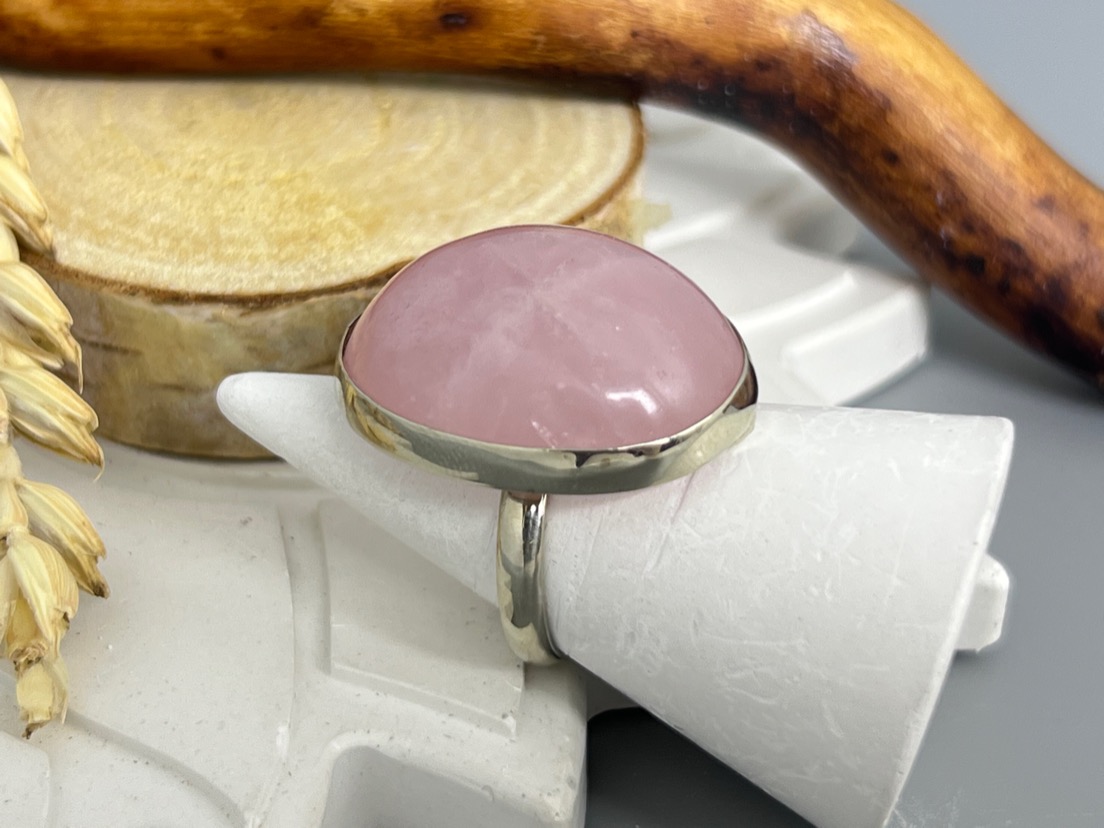 Кольцо с розовым кварцем, 18 размер KL-0777, фото 3