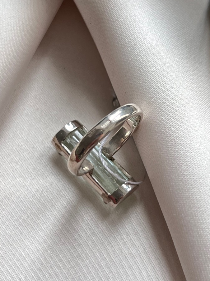 Кольцо из серебра с аквамарином, 15,75 размер U-660, фото 4