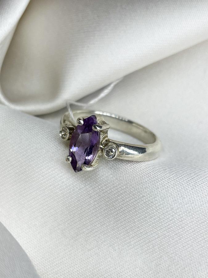Кольцо из серебра с аметистом,16 размер U-2732, фото 1
