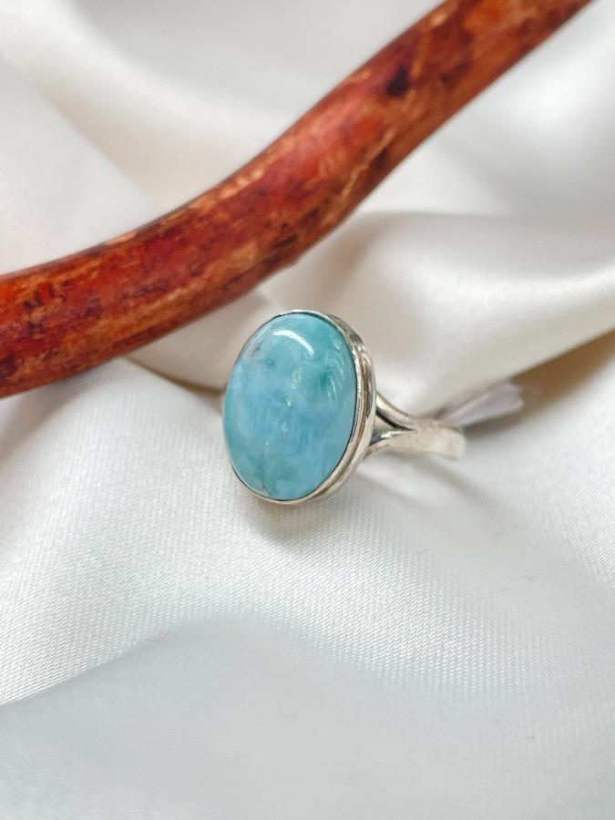 купить Кольцо из серебра с ларимаром, 18,5 размер  , фото 3