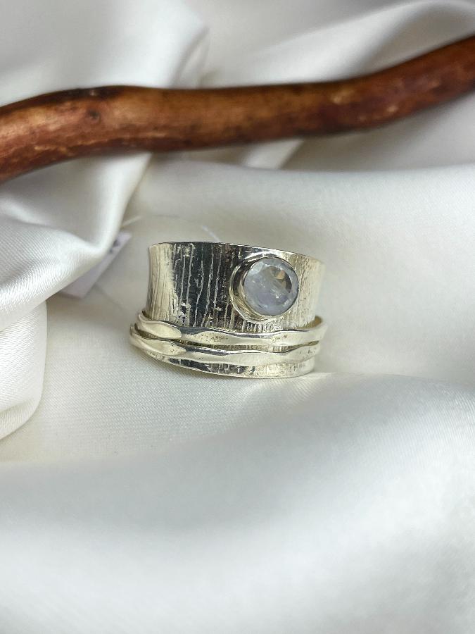 Кольцо из серебра с лунным камнем, 19 размер U-3760, фото 4