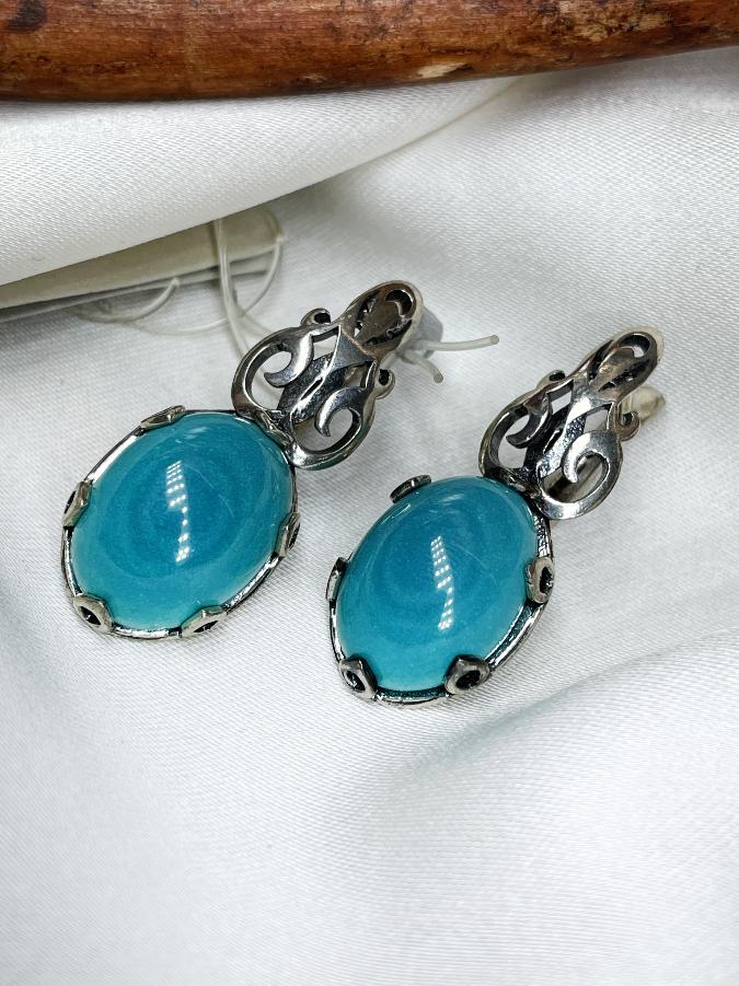 купить Серьги из серебра с хризоколлой  , фото 2