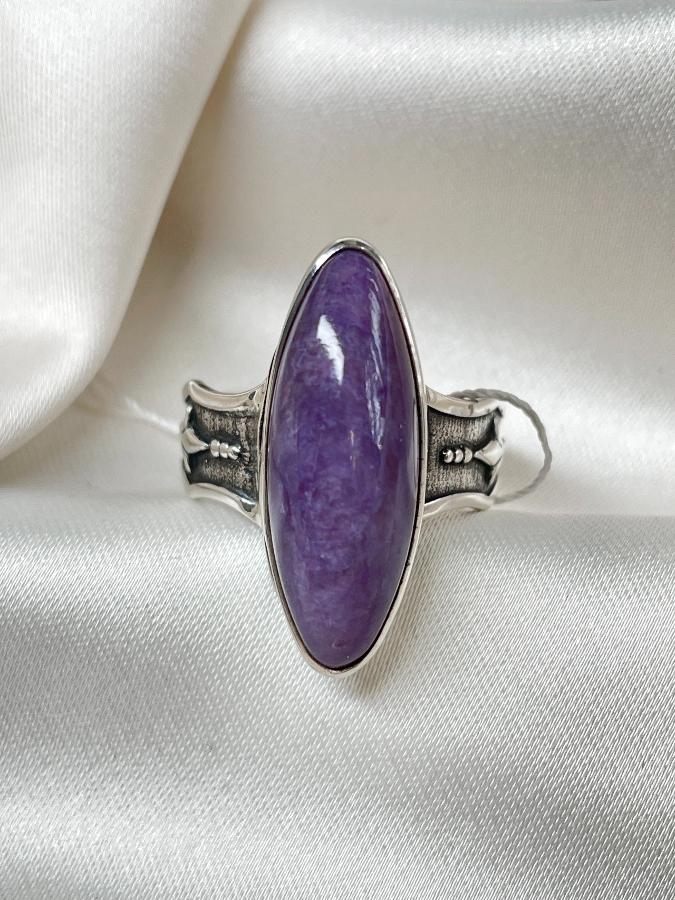 купить Кольцо из серебра с чароитом, 17,5 размер  , фото 1