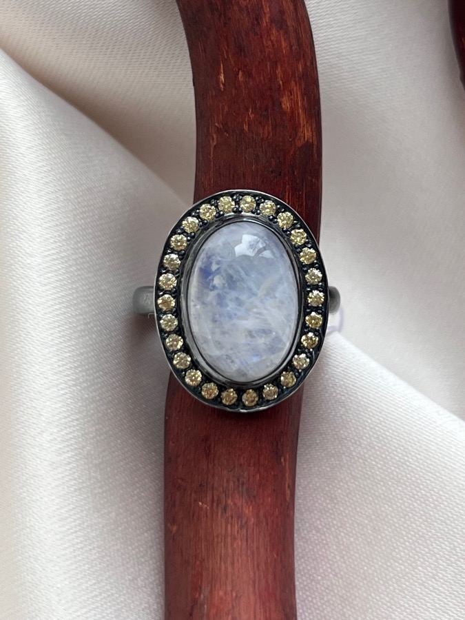 Кольцо из серебра с лунным камнем, 16,5 размер U-1510, фото 1