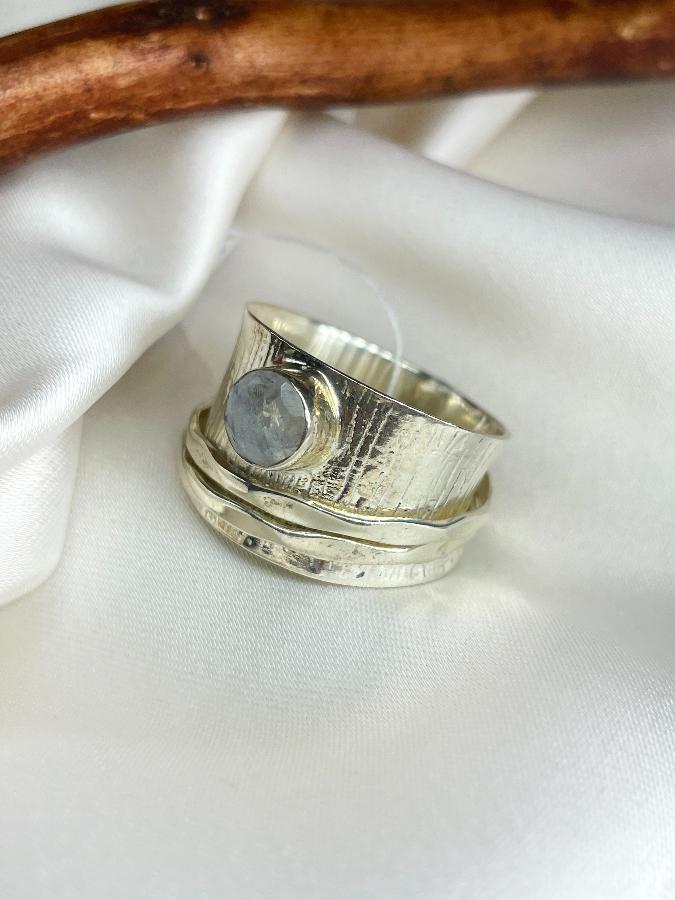 Кольцо из серебра с лунным камнем, 19 размер U-3760, фото 1